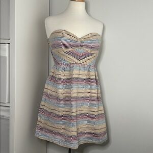 Roxy Strapless Tube Dress with Chevron Pattern M